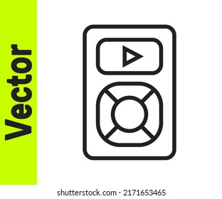 Black line Music player icon isolated on white background. Portable music device.  Vector
