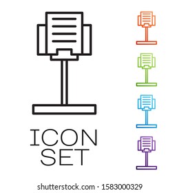 Black line Music stand icon isolated on white background. Musical equipment. Set icons colorful. Vector Illustration