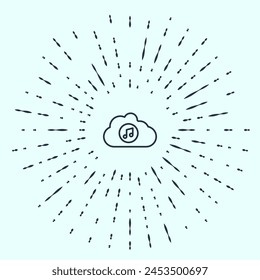 Black line Music streaming service icon isolated on grey background. Sound cloud computing, online media streaming, song, audio wave. Abstract circle random dots. Vector