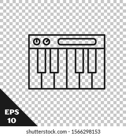 Black line Music synthesizer icon isolated on transparent background. Electronic piano.  Vector Illustration
