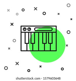Black line Music synthesizer icon isolated on white background. Electronic piano.  Vector Illustration
