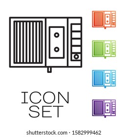 Black line Music tape player icon isolated on white background. Portable music device. Set icons colorful. Vector Illustration