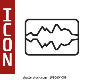 Black line Music wave equalizer icon isolated on white background. Sound wave. Audio digital equalizer technology, console panel, pulse musical.  Vector