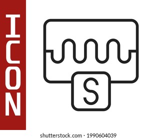 Icono de ecualizador de ondas de música de línea negra aislado en fondo blanco. Ola sonora. Tecnología de ecualizador digital de audio, panel de consola, musical de pulso.  Vector