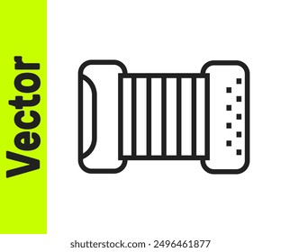 Black line Musical instrument accordion icon isolated on white background. Classical bayan, harmonic.  Vector