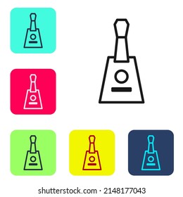 Black line Musical instrument balalaika icon isolated on white background. Set icons in color square buttons. Vector