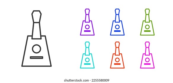 Black line Musical instrument balalaika icon isolated on white background. Set icons colorful. Vector