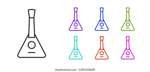 Black line Musical instrument balalaika icon isolated on white background. Set icons colorful. Vector