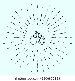 Black line Musical instrument castanets icon isolated on grey background. Abstract circle random dots. Vector