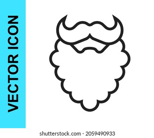 Black line Mustache and beard icon isolated on white background. Barbershop symbol. Facial hair style.  Vector