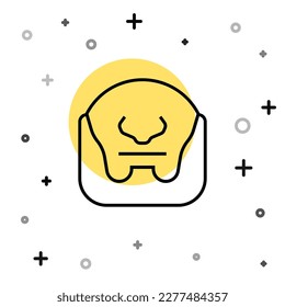 Línea negra Mustache e icono de barba aislado en fondo blanco. Símbolo de la Barbería. Estilo facial del cabello. Formas dinámicas aleatorias. Vector