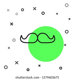 Black line Mustache icon isolated on white background. Barbershop symbol. Facial hair style.  Vector Illustration