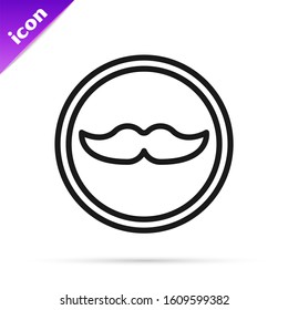 Black line Mustache icon isolated on white background. Barbershop symbol. Facial hair style.  Vector Illustration
