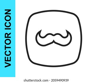 Black line Mustache icon isolated on white background. Barbershop symbol. Facial hair style.  Vector