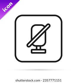 Black line Mute microphone icon isolated on white background. Microphone audio muted.  Vector