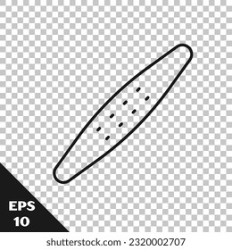 Black line Nail file pet icon isolated on transparent background. Professional treatment at home grooming for pet.  Vector