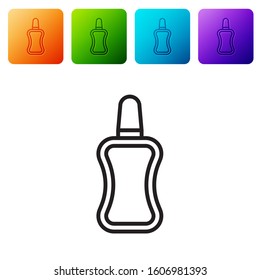 Black line Nail polish bottle icon isolated on white background. Set icons in color square buttons. Vector Illustration