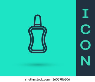 Black line Nail polish bottle icon isolated on green background.  Vector Illustration