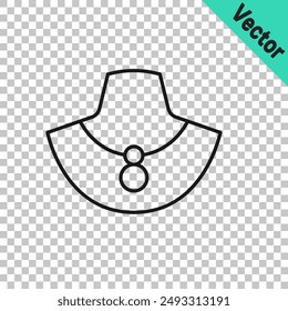 Black line Necklace on mannequin icon isolated on transparent background.  Vector