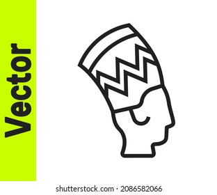 Black line Nefertiti icon isolated on white background.  Vector