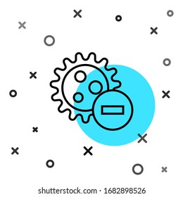 Black line Negative virus icon isolated on white background. Corona virus 2019-nCoV. Bacteria and germs, cell cancer, microbe, fungi. Random dynamic shapes. Vector Illustration