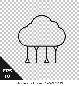 Black line Network cloud connection icon isolated on transparent background. Social technology. Cloud computing concept.  Vector Illustration