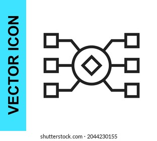 Black line Neural network icon isolated on white background. Artificial intelligence AI.  Vector