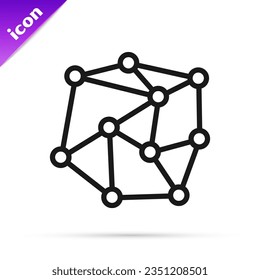 Black line Neural network icon isolated on white background. Artificial Intelligence.  Vector Illustration