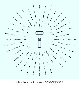 Black line Neurology reflex hammer icon isolated on grey background. Abstract circle random dots. Vector Illustration