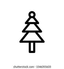 black line new year tree xmas day icon in flat style isolated. Vector Symbol illustration.