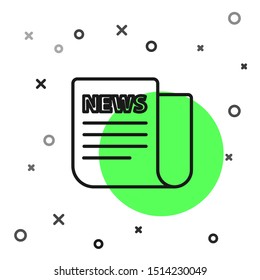 Black line News icon isolated on white background. Newspaper sign. Mass media symbol.  Vector Illustration