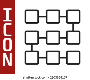 Black line NFT blockchain technology icon isolated on white background. Non fungible token. Digital crypto art concept.  Vector
