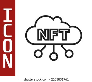 Black line NFT cloud icon isolated on white background. Non fungible token. Digital crypto art concept.  Vector