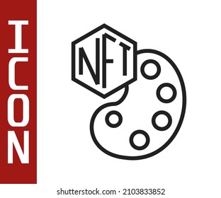 Black line NFT Digital crypto art icon isolated on white background. Non fungible token.  Vector