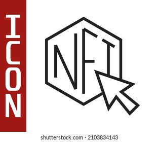 Schwarze Linie NFT Digital Kryptokunst Symbol einzeln auf weißem Hintergrund. Nicht fungibler Token.  Vektorgrafik
