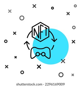 Schwarze Linie NFT Digital Kryptokunst Symbol einzeln auf weißem Hintergrund. Nicht fungibler Token. Zufällige dynamische Formen. Vektorgrafik