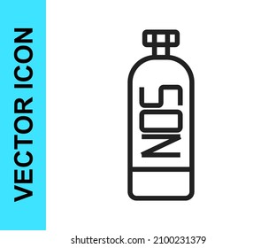 Black line Nitrous oxide icon isolated on white background.  Vector