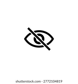 Black line no eye vision symbol