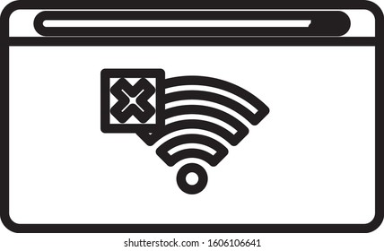 Black line No Internet connection icon isolated on white background. No wireless wifi or sign for remote internet access.  Vector Illustration