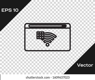 Black line No Internet connection icon isolated on transparent background. No wireless wifi or sign for remote internet access.  Vector Illustration