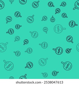 Black line No smoking icon isolated seamless pattern on green background. Cigarette smoking prohibited sign.  Vector