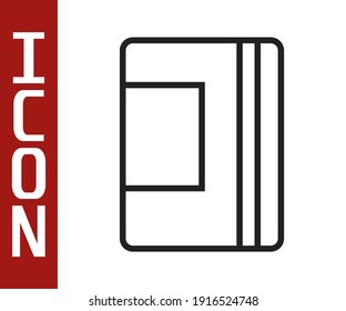 Schwarze Linie Notebook Symbol einzeln auf weißem Hintergrund. Spiral Notizblock Symbol. Schulheft. Schreibpad. Tagebuch für die Schule.  Vektorgrafik