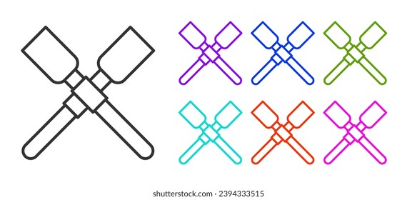 Black line Oars or paddles boat icon isolated on white background. Set icons colorful. Vector