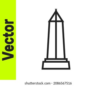 Black line Obelisk of Alexandria icon isolated on white background. Stone monument. Historical monument. High pillar memorial and column.  Vector