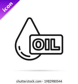 Black line Oil drop icon isolated on white background.  Vector