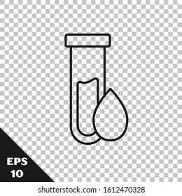 Black line Oil petrol test tube icon isolated on transparent background.  Vector Illustration