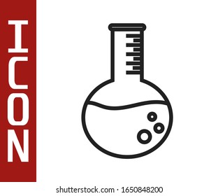 Black line Oil petrol test tube icon isolated on white background.  Vector Illustration