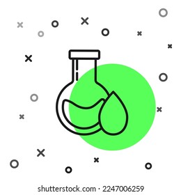 Black line Oil petrol test tube icon isolated on white background.  Vector Illustration