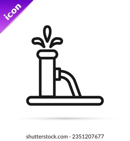 Black line Oil pump or pump jack icon isolated on white background. Oil rig.  Vector Illustration