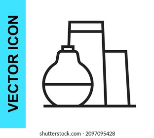 Black line Oil tank storage icon isolated on white background. Vessel tank for oil and gas industrial. Oil tank technology station.  Vector